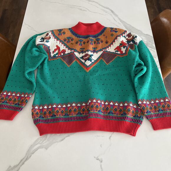 Ruff Hewn Sweaters - Vintage Ruff Hewn Sweater Mock Neck Colorful Chunky Knit Pullover Womens Size M